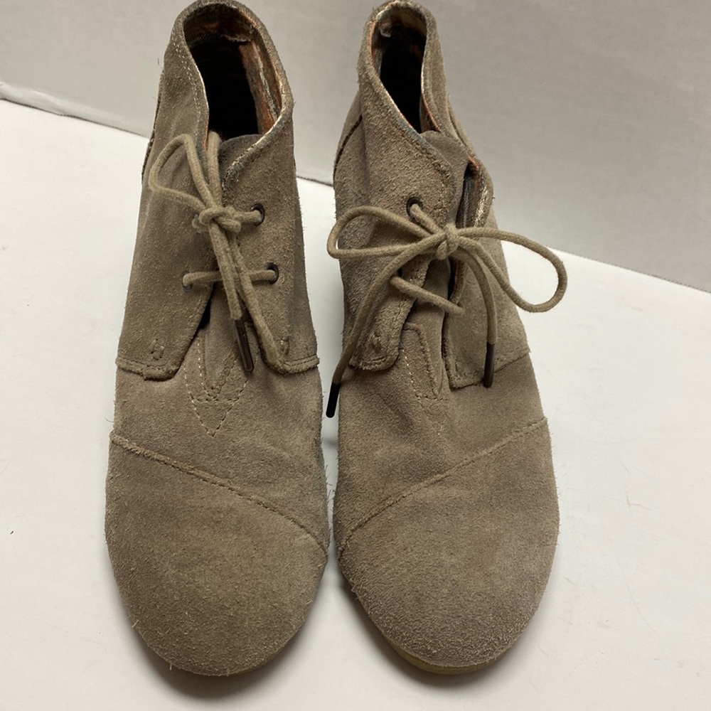 REDUCED! TOMS wedged booties- Taupe